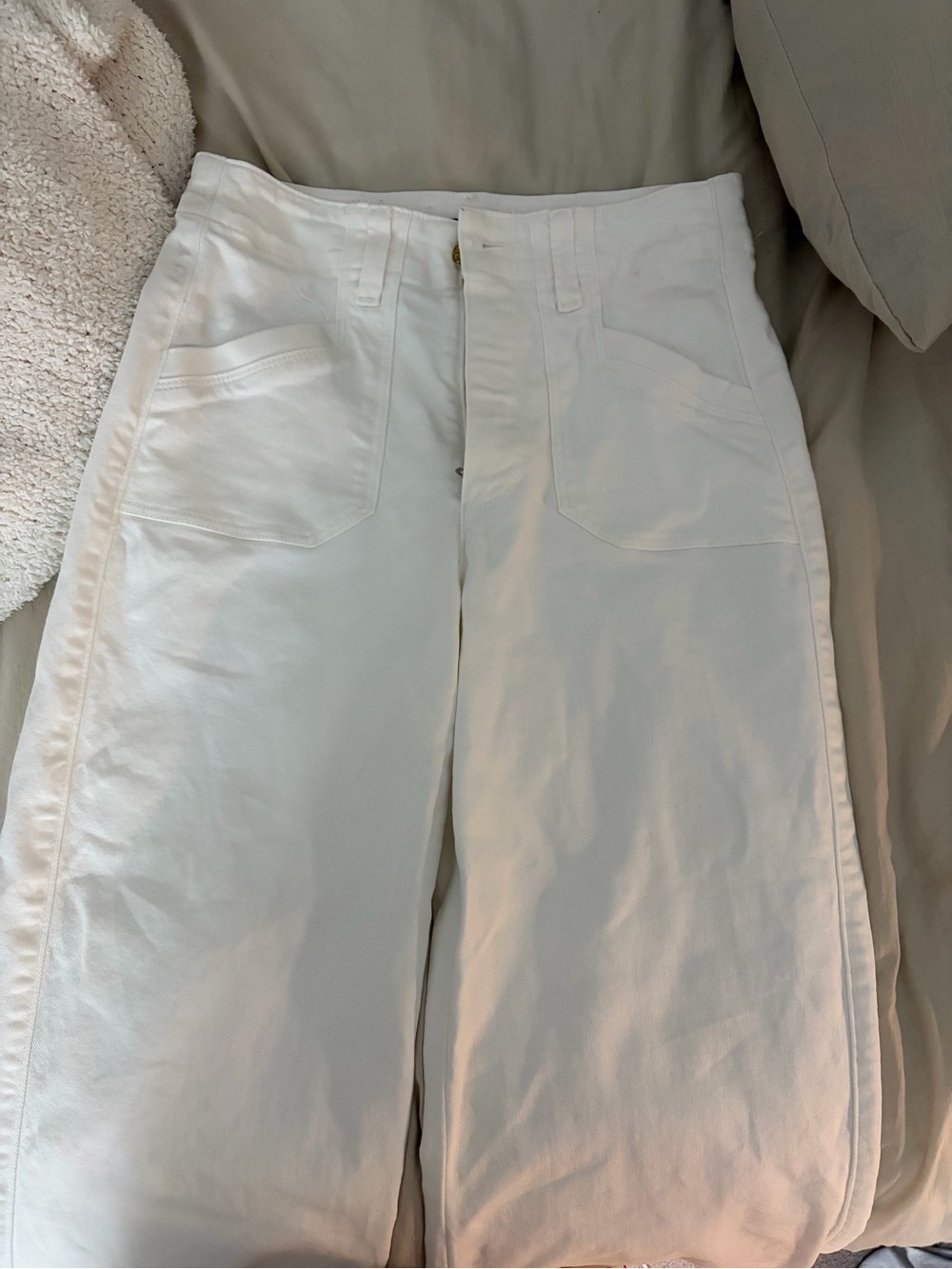 PAIGE White Wide-Leg High-Rise Jeans